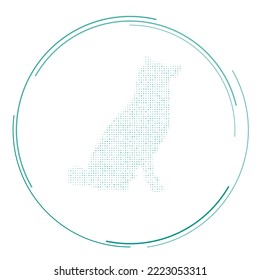 The dog symbol filled with teal dots. Pointillism style. Vector illustration on white background