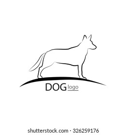 Dog symbol. Pet logo design. Dog standing silhouette