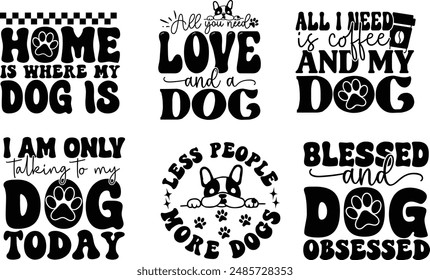 Dog T shirt Design, Dog Design Bundle, Retro Dog T shirt Design Template