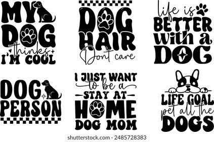 Dog T shirt Design, Dog Design Bundle, Retro Dog T shirt Design Template