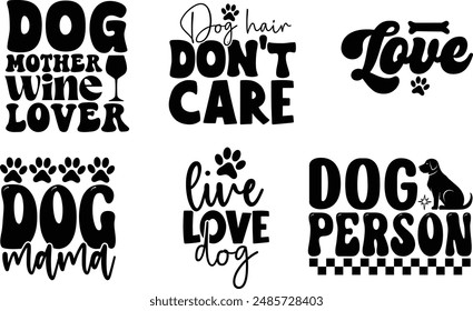 Dog T shirt Design, Dog Design Bundle, Retro Dog T shirt Design Template