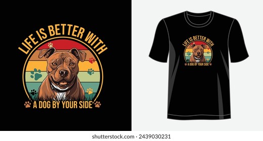 Dog T shirt design. Graphic t-shirt design, typography slogan with cartoon dog ,vector illustration for t-shirt.
