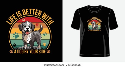 Dog T shirt design. Graphic t-shirt design, typography slogan with cartoon dog ,vector illustration for t-shirt.
