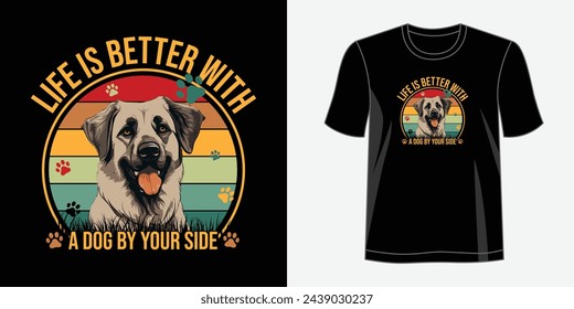 Dog T shirt design. Graphic t-shirt design, typography slogan with cartoon dog ,vector illustration for t-shirt.
