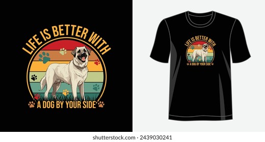 Dog T shirt design. Graphic t-shirt design, typography slogan with cartoon dog ,vector illustration for t-shirt.
