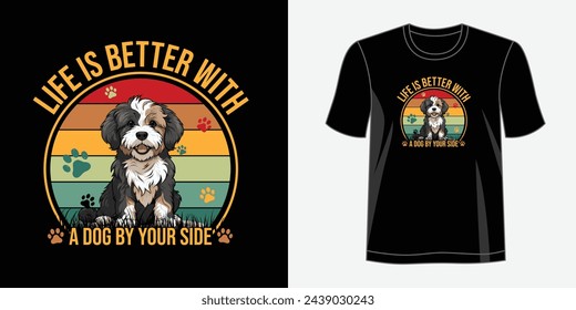 Dog T shirt design. Graphic t-shirt design, typography slogan with cartoon dog ,vector illustration for t-shirt.
