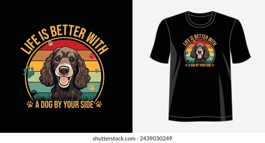 Dog T shirt design. Graphic t-shirt design, typography slogan with cartoon dog ,vector illustration for t-shirt.
