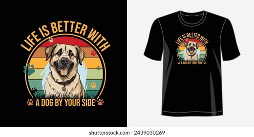 Dog T shirt design. Graphic t-shirt design, typography slogan with cartoon dog ,vector illustration for t-shirt.
