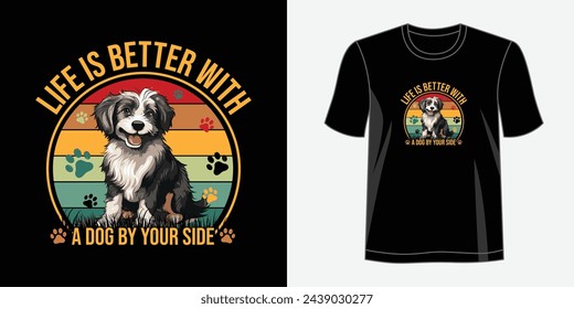 Dog T shirt design. Graphic t-shirt design, typography slogan with cartoon dog ,vector illustration for t-shirt.
