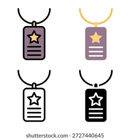 Etiqueta De Perro, Icono De Vector De Etiqueta De Nombre De Perro Del Ejército. Adecuado Para App Móviles, App De Web Y Medios Impresos. Múltiples iconos de estilo, 