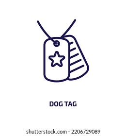 Hundeschild-Symbol aus der Armee und Kriegskollektion. Dünne lineare Hundemarke, Hundemarke, Hundeumrandungssymbol einzeln auf weißem Hintergrund. Line Vektor-Hundeschild, Symbol für Web und Mobile