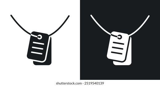 Dog tag icon icons in black and white filled style