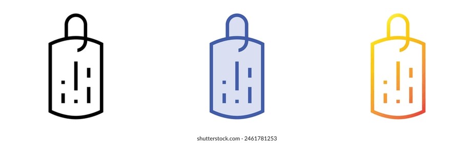 dog tag icon. Linear, Blue Fill and Gradient Style Design Isolated On White Background