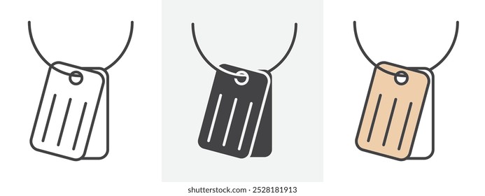 Dog tag icon Outline sign symbol set