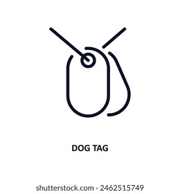 dog tag icon. Thin line dog tag icon from military and war and  collection. Outline vector isolated on white background. Editable dog tag symbol can be used web and mobile