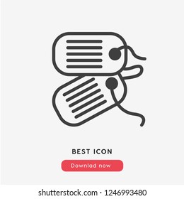 Dog Tag Icon Vector. Tags Symbol. Linear Style Sign For Mobile Concept And Web Design. Dog Tags Symbol Logo Illustration. Vector Graphics - Vector.