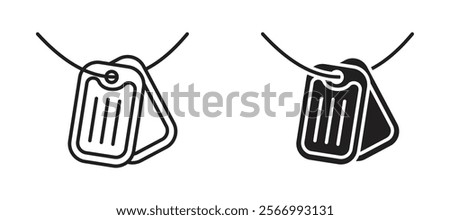 Dog tag icons in outline and fill. vector illustration for ui.