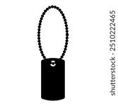 Dog tag military soldier animal tokens for collar with chain icon black color vector illustration image flat style