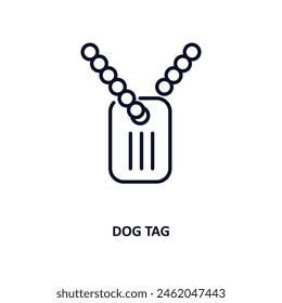 dog tag outline icon. Thin line icon from army and war collection. Editable vector isolated on white background