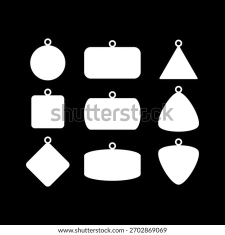 Dog tag template set icons isolated on black background