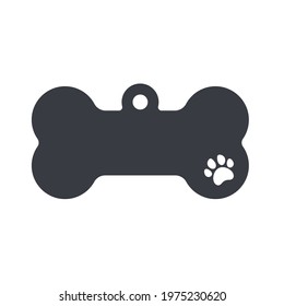 Dog tag template. Vector silhouette dog tag for neckline. Isolated on white background