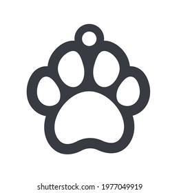 Dog tag template. Vector silhouette dog tag for neckline. Isolated on white background