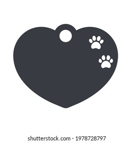 Dog tag template. Vector silhouette dog tag for neckline. Isolated on white background