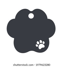 Dog tag template. Vector silhouette dog tag for neckline. Isolated on white background