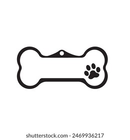 Dog tag template. Vector silhouette dog tag for neckline. Isolated on white background