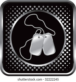 dog tags in black halftone web button