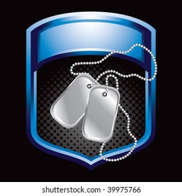 dog tags in blue display