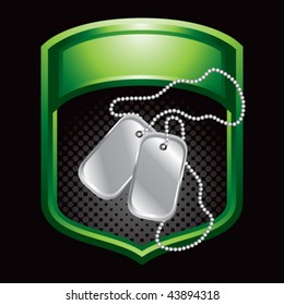 dog tags green shiny display