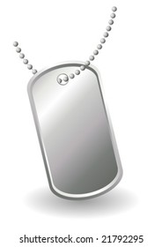 Dog tags or identity plates with copy space over white background