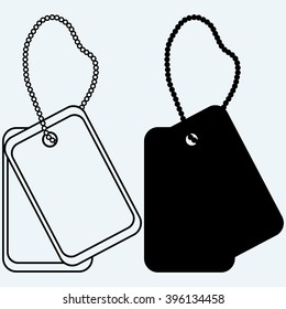 Dog tags. Isolated on blue background. Vector silhouettes