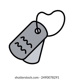 Dog tags line icon. Identification, military, army, soldier, metal, tags, name, ID, service, veteran, personal, necklace, chain, label, security, identity, combat, war, rank, information, personnel.