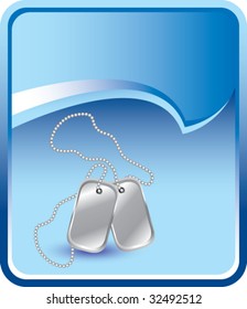 dog tags on blue background