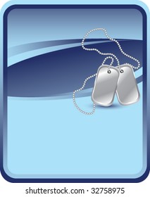 dog tags on blue background