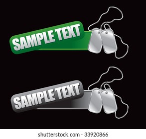 dog tags on bold advertisement banner