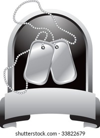 dog tags on crest shaped display