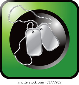 dog tags on glossy web button
