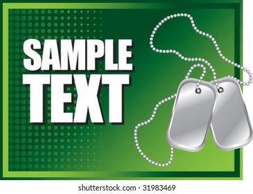 dog tags on green banner