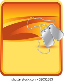 dog tags on orange background