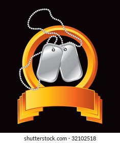 dog tags on orange display