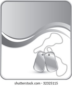 dog tags on silver background