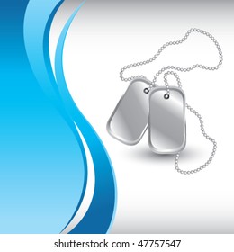 dog tags vertical blue wave