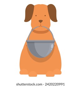 Dog take cauldron icon cartoon vector. Holiday costume. Animal pet