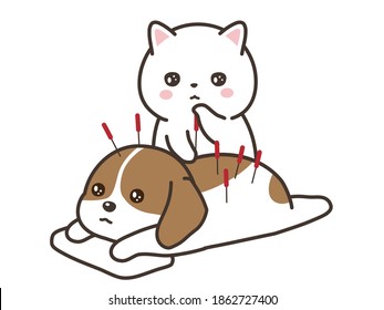 A dog taking acupuncture. acupuncture.