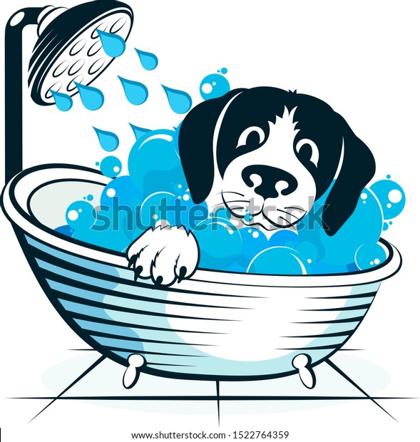 Dog Taking Bath Animal Care Stock Vector (Royalty Free) 1522764359