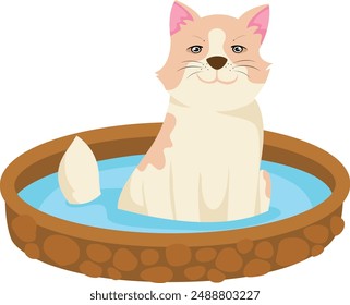 Dog taking bath illustration vector