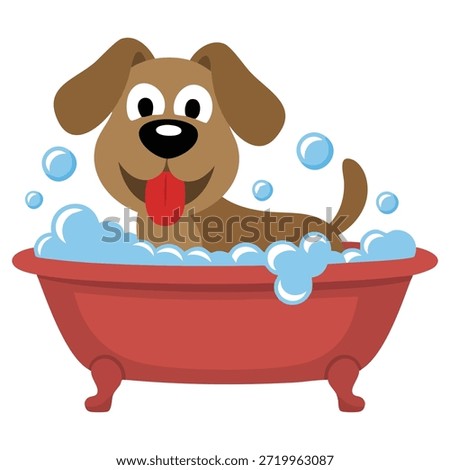 Dog taking a bath in a tub vector illustration